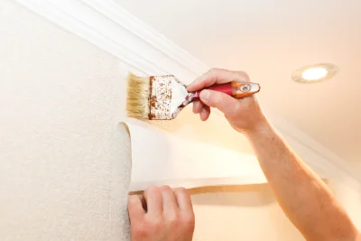 Pose de papier peint à Montagne — revêtements muraux et toiles de verre